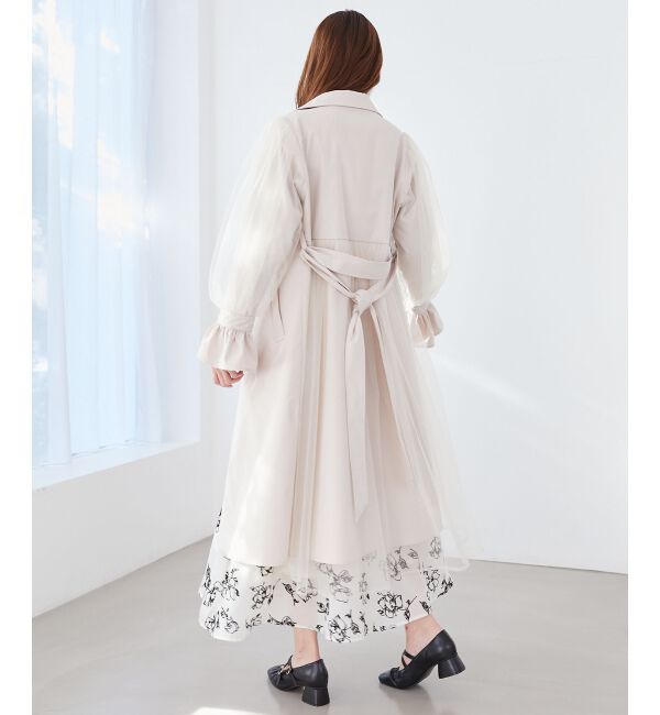 MAJESTICLEGON「チュールレイヤードトレンチコート」|トレンチコート|