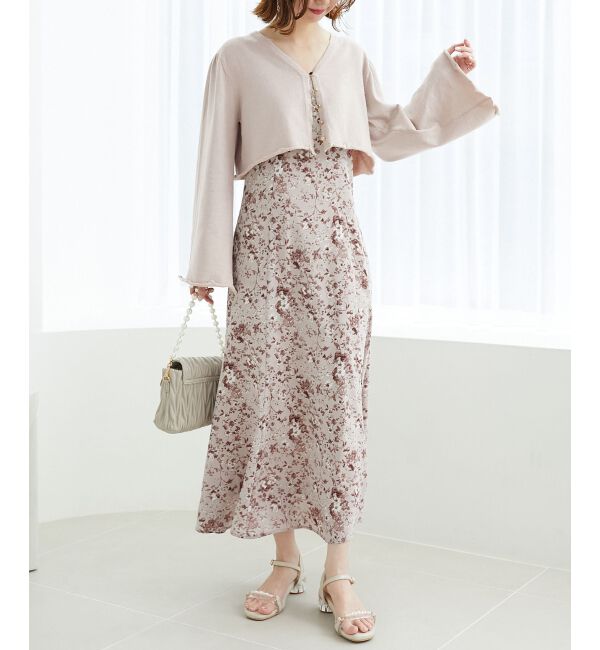 MAJESTICLEGON「レディラメニットカーデ」|カーディガン|ピンクベージュ