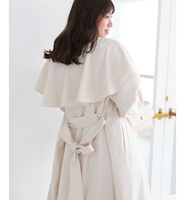 MAJESTICLEGON「ドレープフリルトレンチコート」|トレンチコート|アイボリー