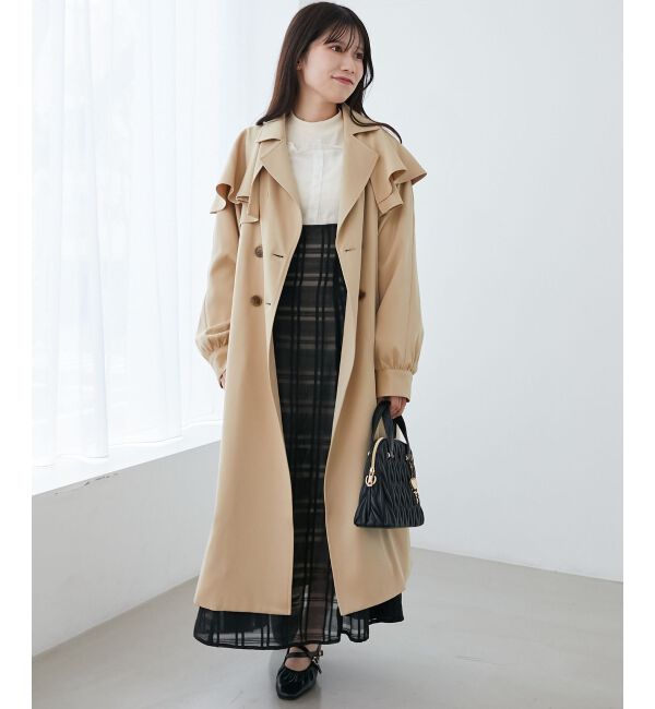 MAJESTICLEGON「ドレープフリルトレンチコート」|トレンチコート|