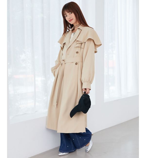MAJESTICLEGON「ドレープフリルトレンチコート」|トレンチコート|