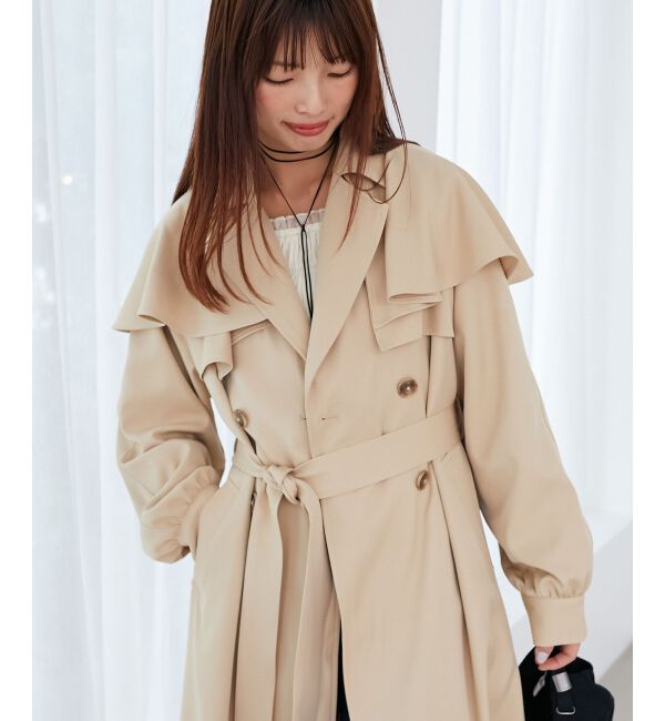 MAJESTICLEGON「ドレープフリルトレンチコート」|トレンチコート|