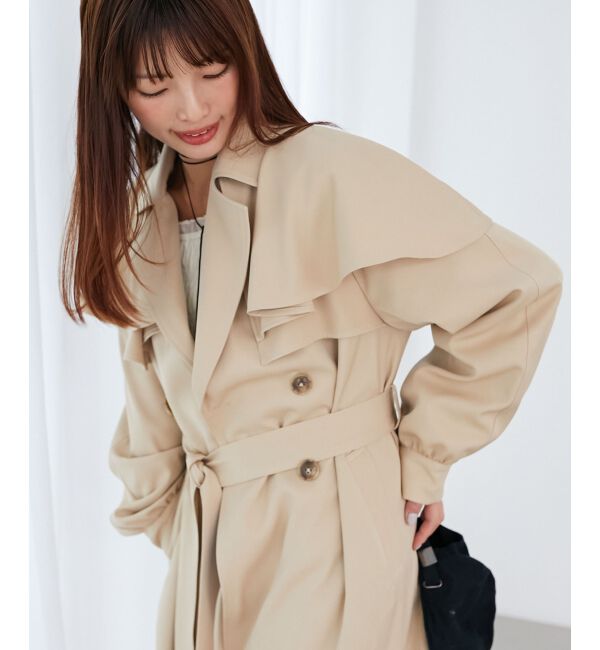 MAJESTICLEGON「ドレープフリルトレンチコート」|トレンチコート|