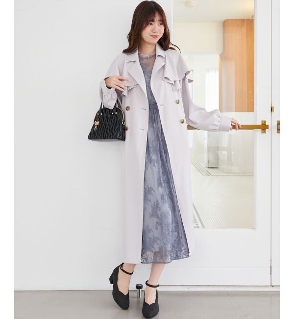 MAJESTICLEGON「ドレープフリルトレンチコート」|トレンチコート|