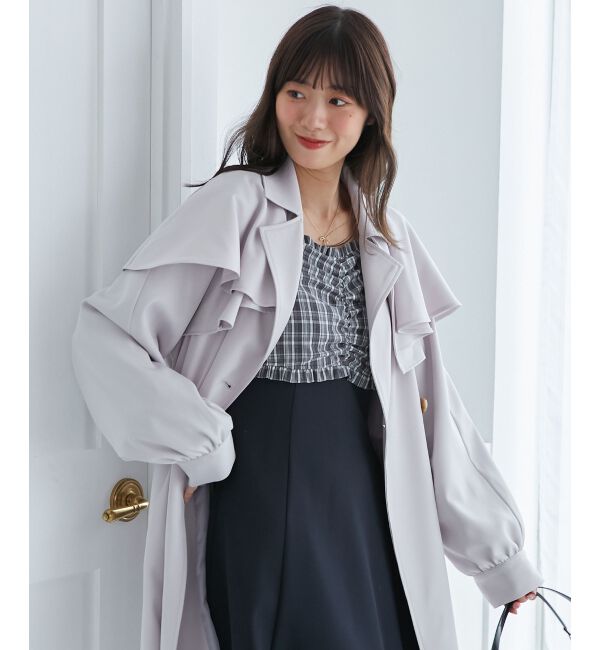 MAJESTICLEGON「ドレープフリルトレンチコート」|トレンチコート|