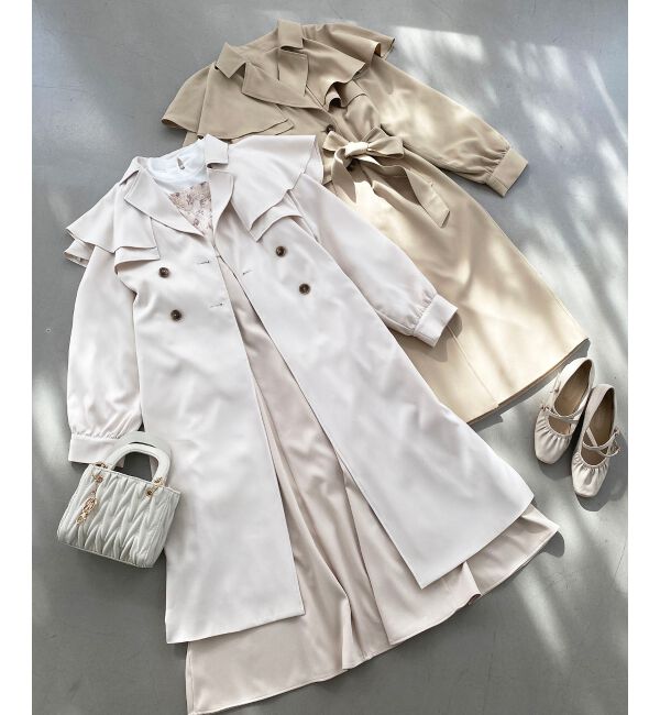 MAJESTICLEGON「ドレープフリルトレンチコート」|トレンチコート|