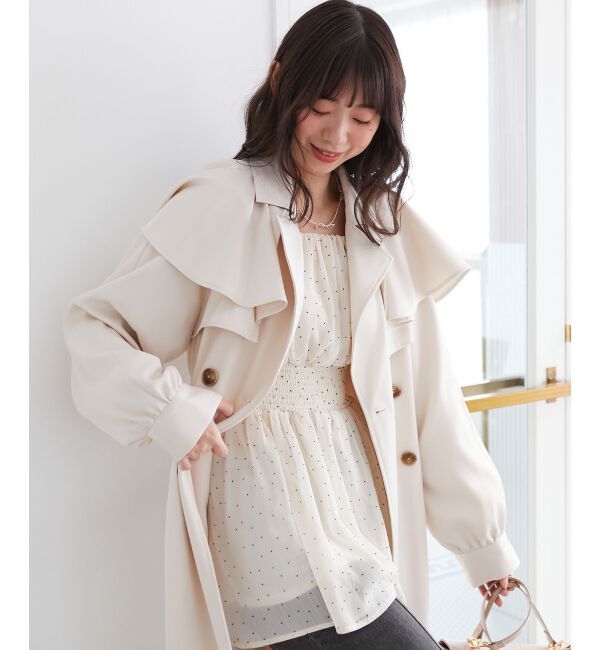 MAJESTICLEGON「ドレープフリルトレンチコート」|トレンチコート|