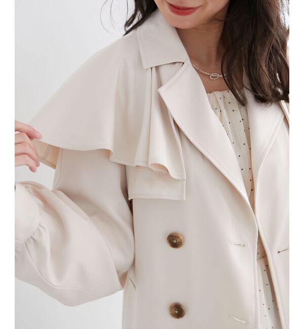 MAJESTICLEGON「ドレープフリルトレンチコート」|トレンチコート|