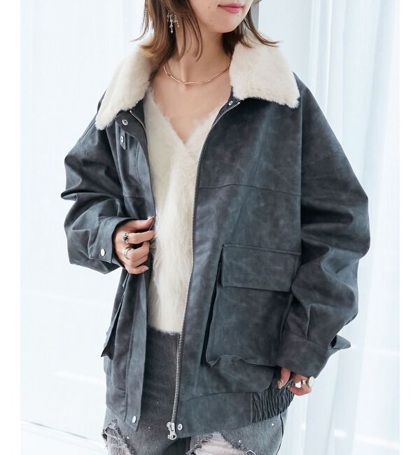  「ヴィンテージライク合皮ブルゾン」|ブルゾン・スタジャン|