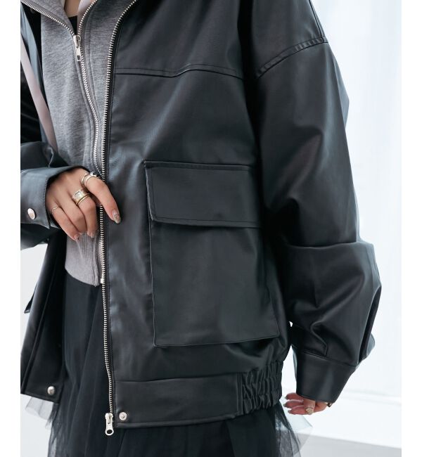  「ヴィンテージライク合皮ブルゾン」|ブルゾン・スタジャン|