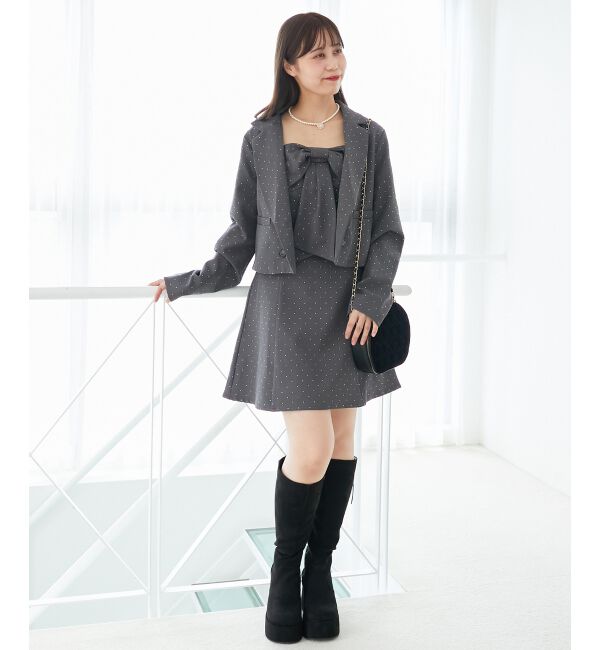  「キラキラビッグリボンミニワンピ」|ワンピース|