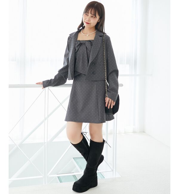  「キラキラビッグリボンミニワンピ」|ワンピース|