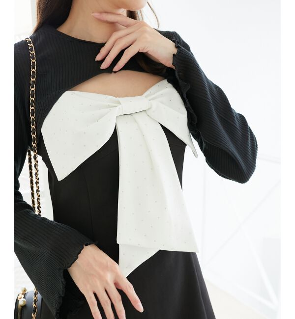  「キラキラビッグリボンミニワンピ」|ワンピース|