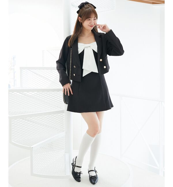  「キラキラビッグリボンミニワンピ」|ワンピース|