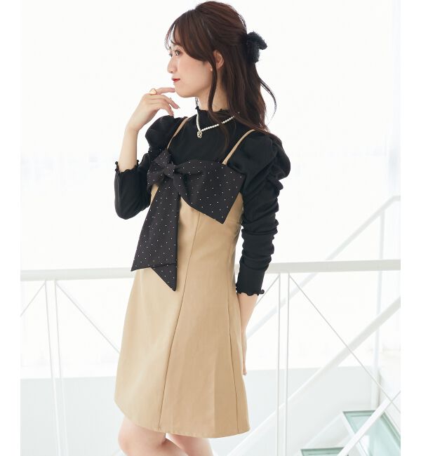  「キラキラビッグリボンミニワンピ」|ワンピース|