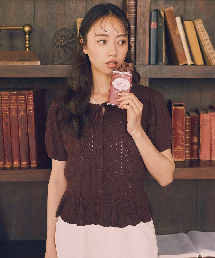 earth music&ecology「ナローリボンペプラムニットカーディガン」|カーディガン|