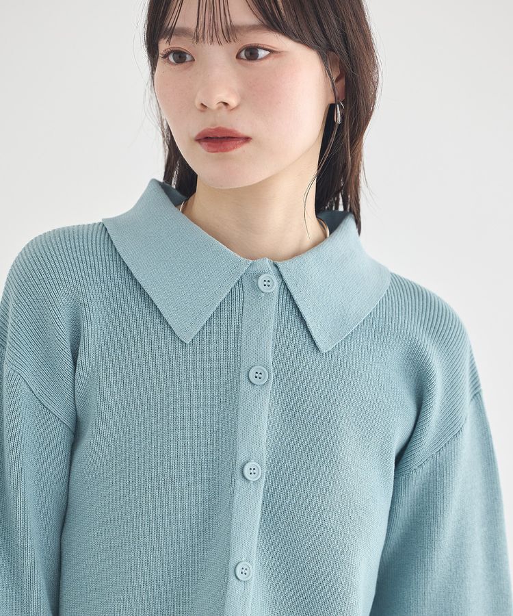 earth music&ecology「襟付きニットアンサンブル」|カーディガン|