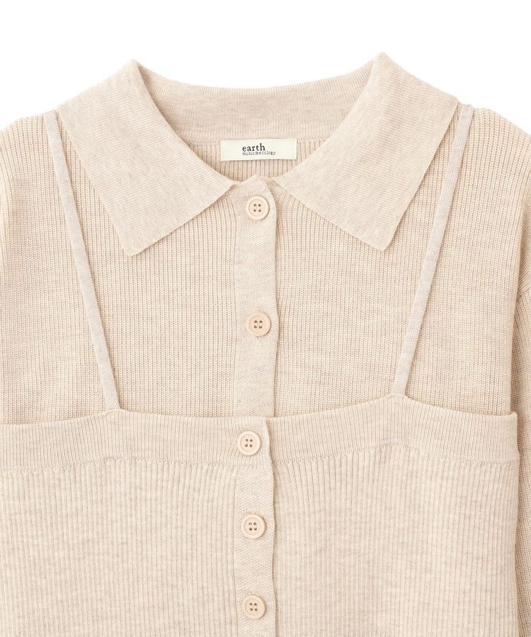 earth music&ecology「襟付きニットアンサンブル」|カーディガン|