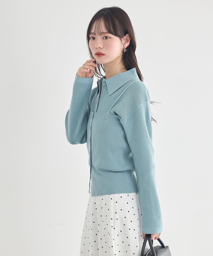 earth music&ecology「襟付きニットアンサンブル」|カーディガン|