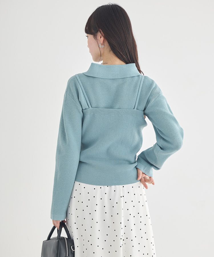 earth music&ecology「襟付きニットアンサンブル」|カーディガン|