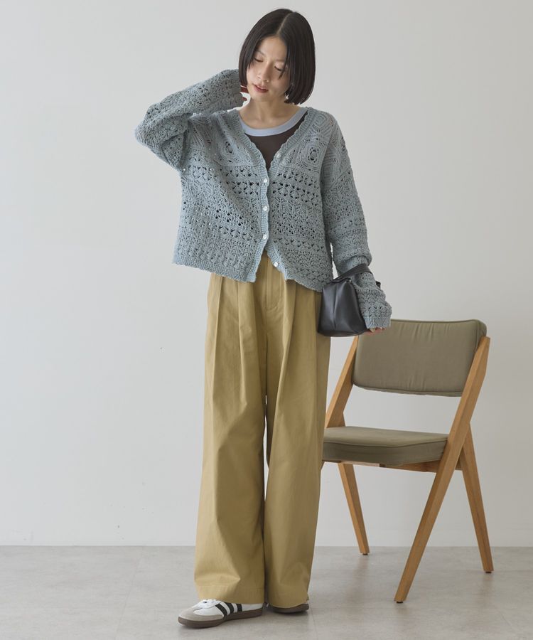 AMERICAN HOLIC「【前後2WAY】レース透かし編みニットカーディガン」|カーディガン|