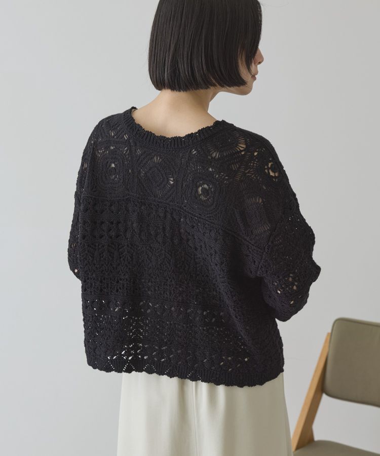 AMERICAN HOLIC「【前後2WAY】レース透かし編みニットカーディガン」|カーディガン|