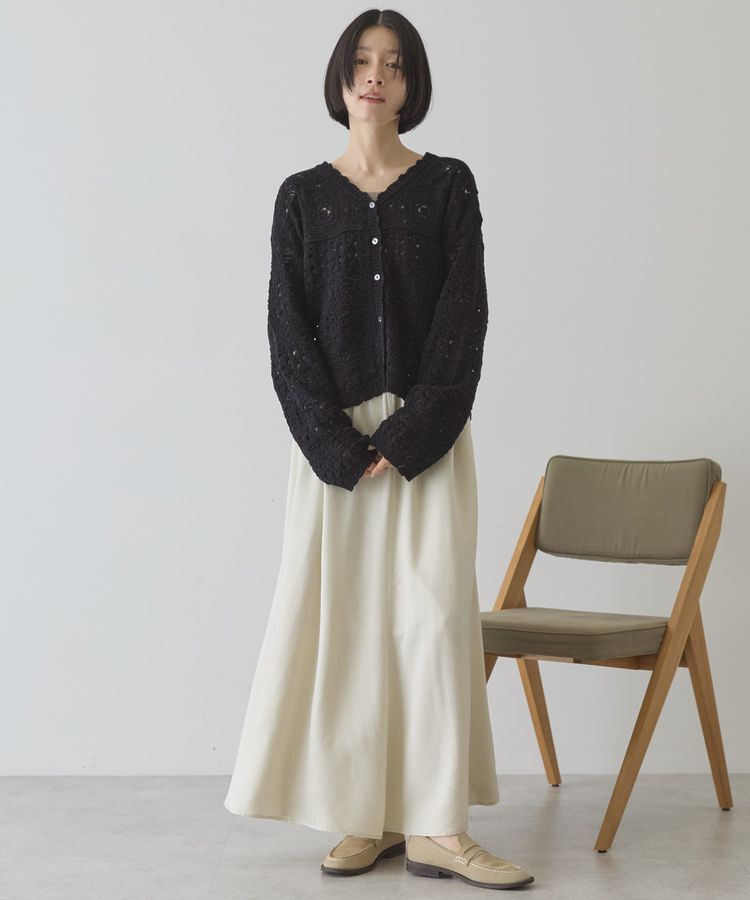 AMERICAN HOLIC「【前後2WAY】レース透かし編みニットカーディガン」|カーディガン|