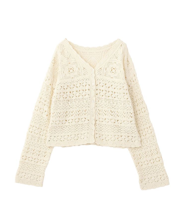 AMERICAN HOLIC「【前後2WAY】レース透かし編みニットカーディガン」|カーディガン|