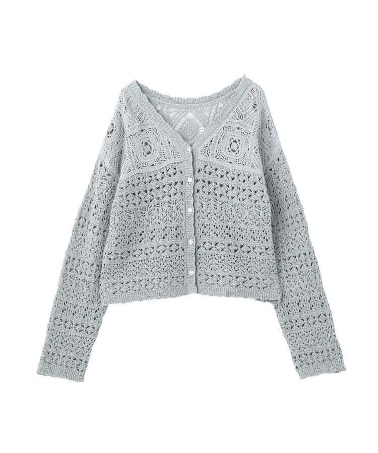 AMERICAN HOLIC「【前後2WAY】レース透かし編みニットカーディガン」|カーディガン|