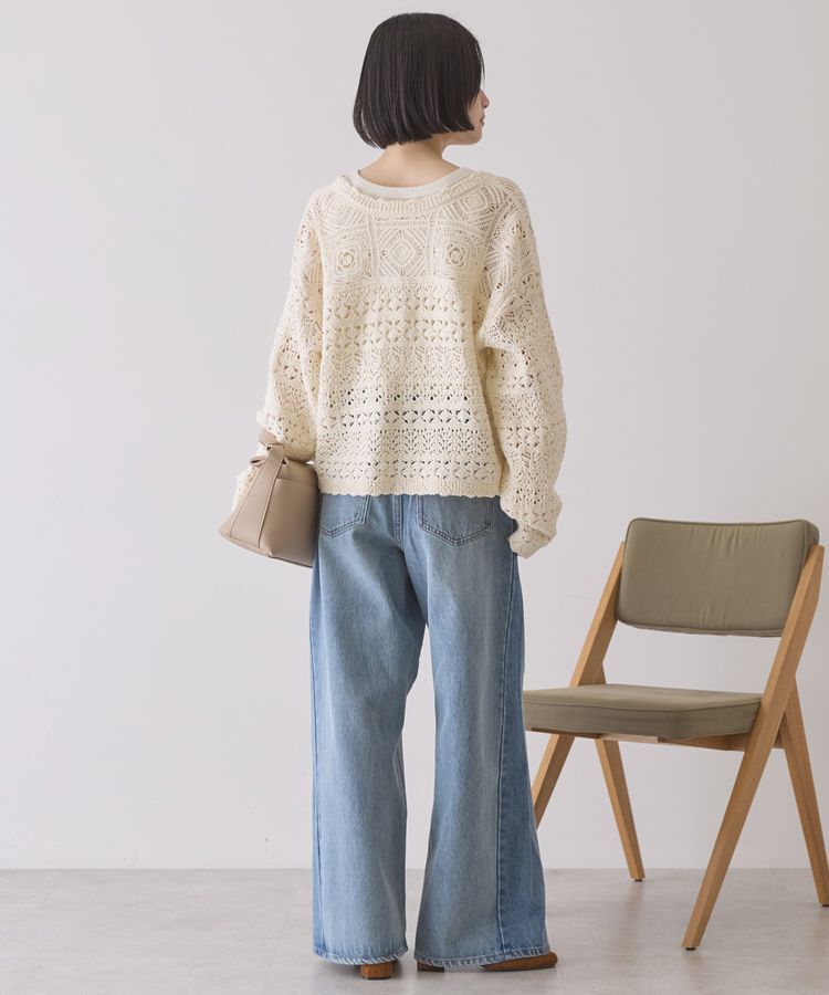 AMERICAN HOLIC「【前後2WAY】レース透かし編みニットカーディガン」|カーディガン|