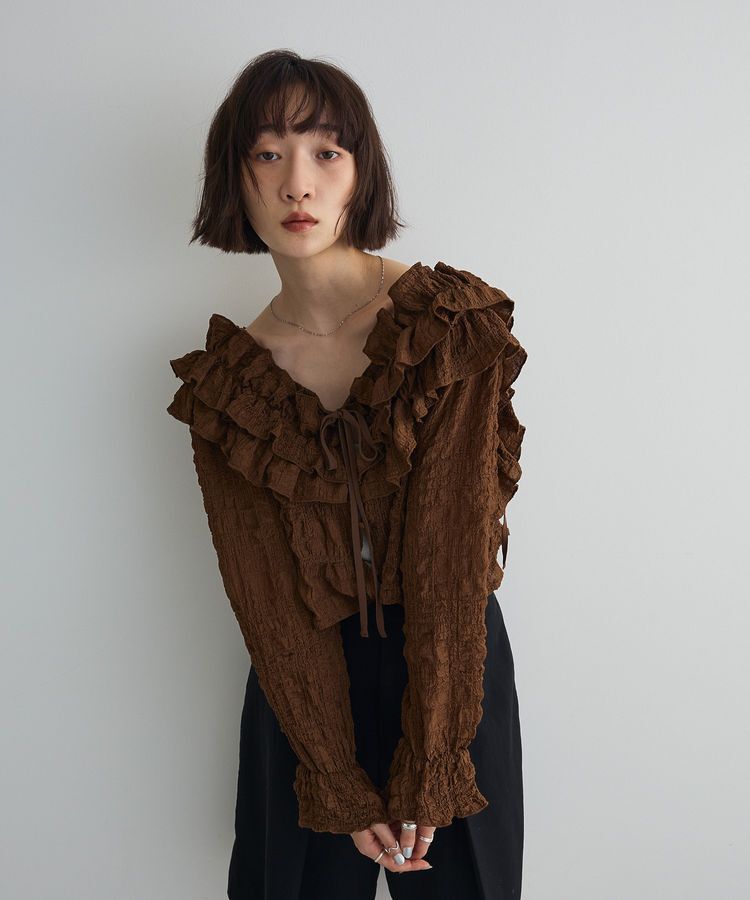 AnriettMusee「2WAYフリルブラウス」|シャツ・ブラウス|Brown