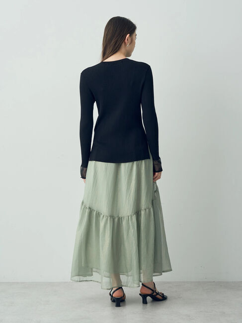 YECCA VECCA「箔プリントシアーギャザースカート」|スカート|