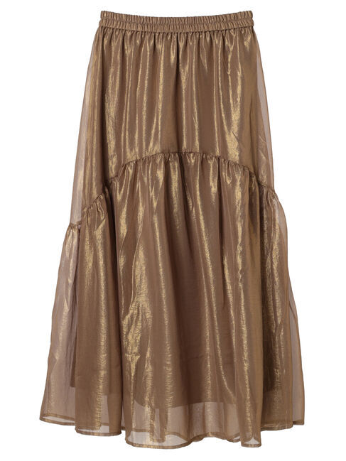 YECCA VECCA「箔プリントシアーギャザースカート」|スカート|