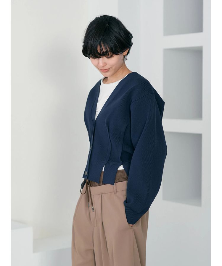 Editt by YECCA VECCA「タックスリットVネックカーディガン」|カーディガン|
