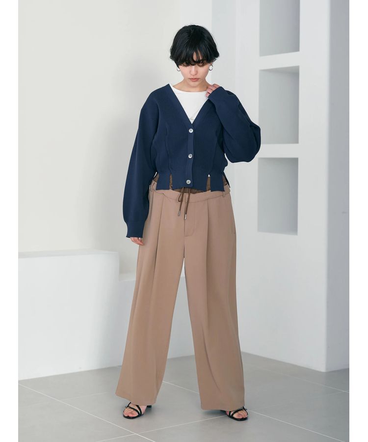 Editt by YECCA VECCA「タックスリットVネックカーディガン」|カーディガン|