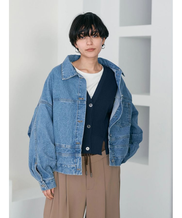 Editt by YECCA VECCA「タックスリットVネックカーディガン」|カーディガン|