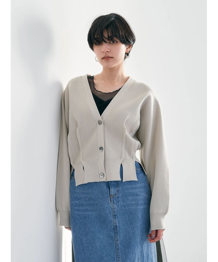 Editt by YECCA VECCA「タックスリットVネックカーディガン」|カーディガン|