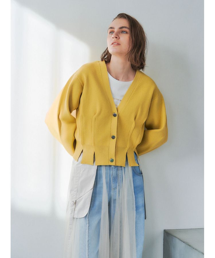 Editt by YECCA VECCA「タックスリットVネックカーディガン」|カーディガン|