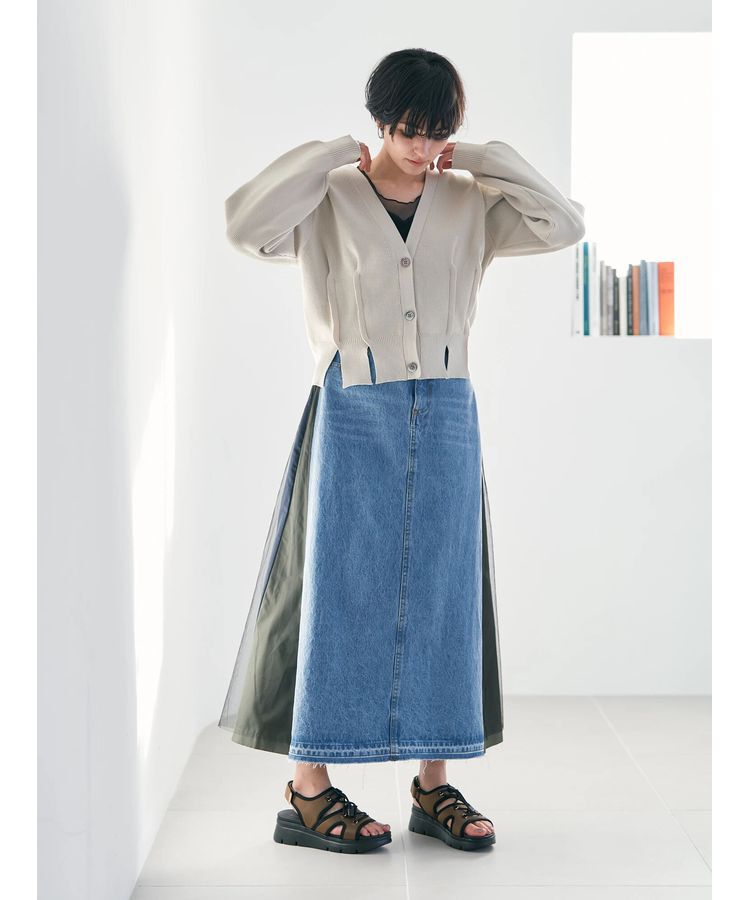Editt by YECCA VECCA「タックスリットVネックカーディガン」|カーディガン|