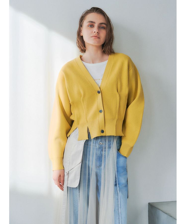 Editt by YECCA VECCA「タックスリットVネックカーディガン」|カーディガン|