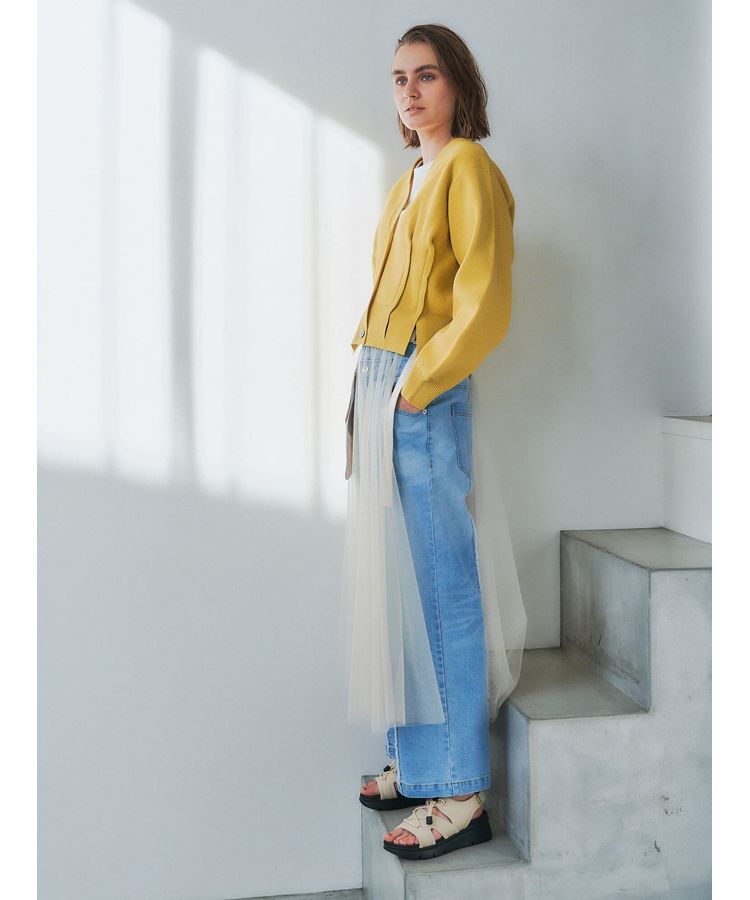 Editt by YECCA VECCA「タックスリットVネックカーディガン」|カーディガン|