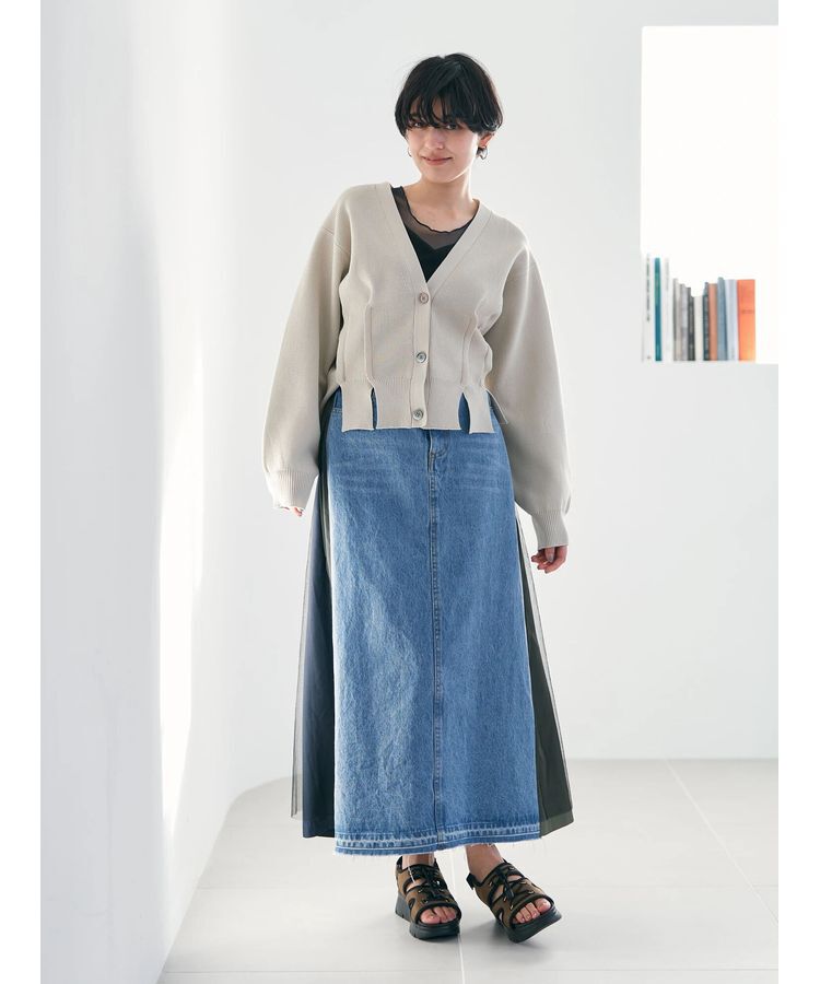 Editt by YECCA VECCA「タックスリットVネックカーディガン」|カーディガン|