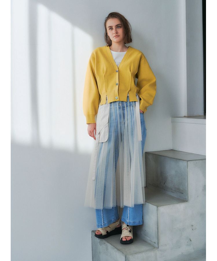 Editt by YECCA VECCA「タックスリットVネックカーディガン」|カーディガン|