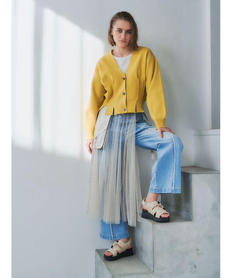 Editt by YECCA VECCA「タックスリットVネックカーディガン」|カーディガン|