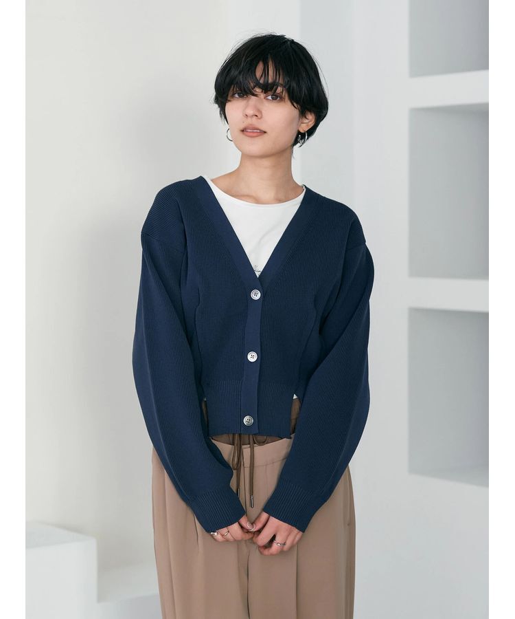 Editt by YECCA VECCA「タックスリットVネックカーディガン」|カーディガン|