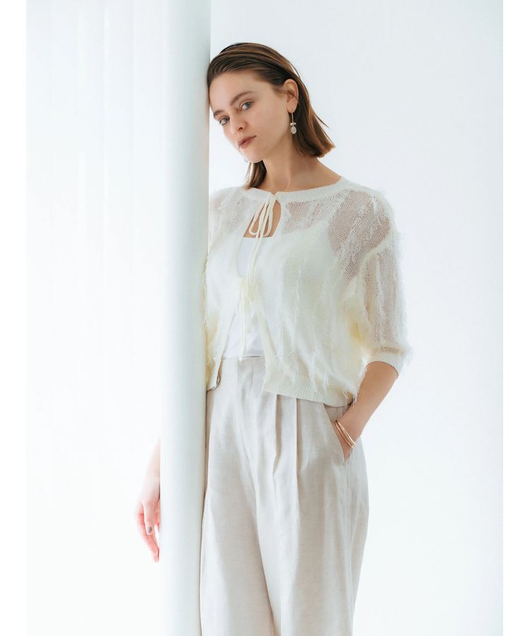 YECCA VECCA「2wayフリンジリボンニット」|ニット・セーター|