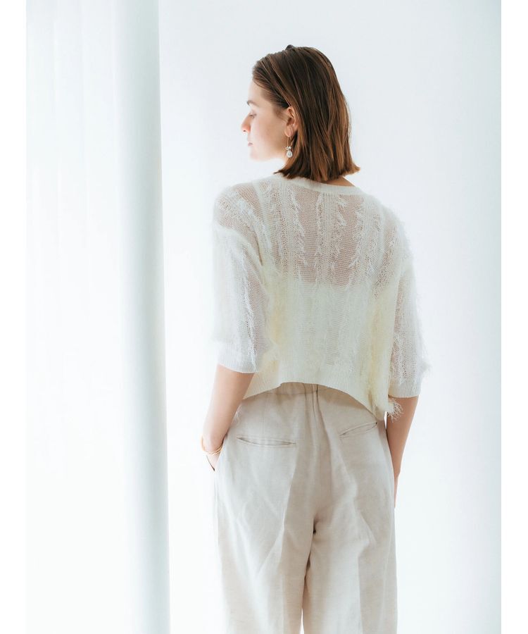 YECCA VECCA「2wayフリンジリボンニット」|ニット・セーター|