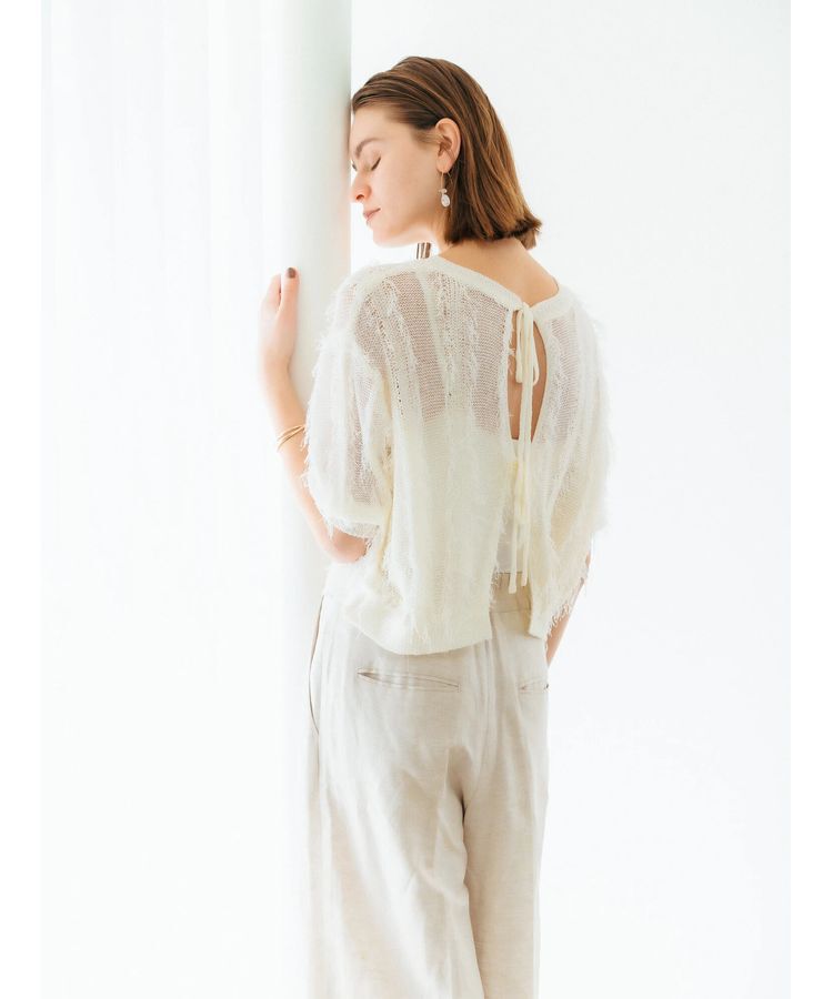 YECCA VECCA「2wayフリンジリボンニット」|ニット・セーター|