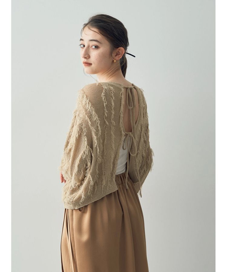 YECCA VECCA「2wayフリンジリボンニット」|ニット・セーター|