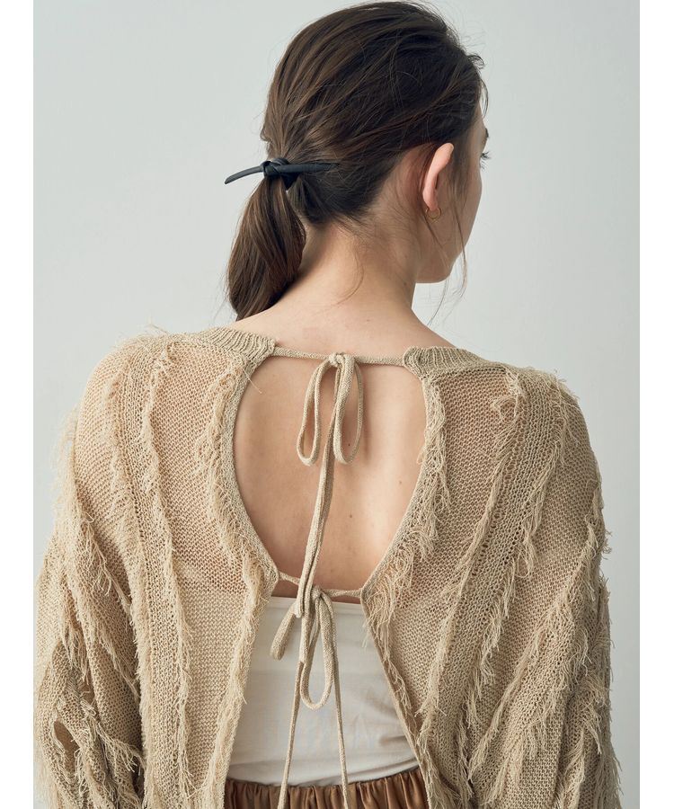 YECCA VECCA「2wayフリンジリボンニット」|ニット・セーター|